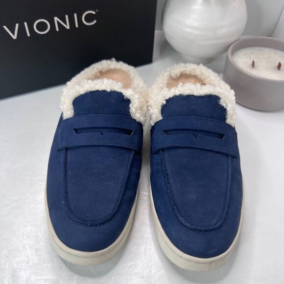 Vionic Uptown Mule Faux Shearling Lined Slip On Shoes Peacoat Blue Womens 9M - Picture 5 of 10
